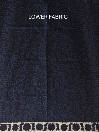 Indigo Blue Three-Piece Jaipur Cotton Dress Material With Dabu Print And Gamthi Patchwork