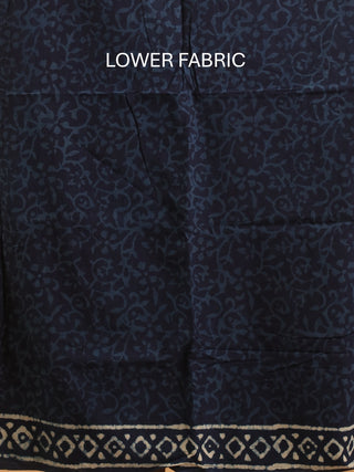 Indigo Blue Three-Piece Jaipur Cotton Dress Material With Dabu Print And Gamthi Patchwork