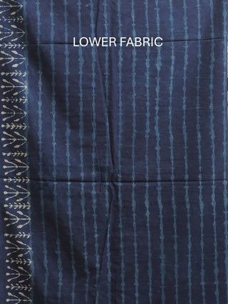 Indigo Blue Three-Piece Jaipur Cotton Dress Material With Dabu Print