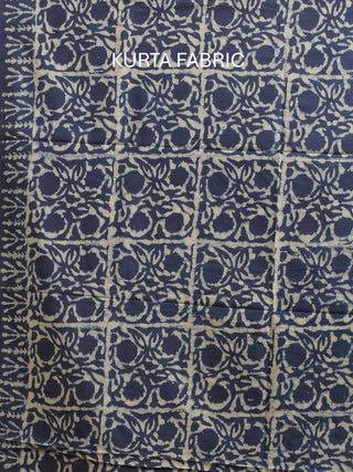 Indigo Blue Three-Piece Jaipur Cotton Dress Material With Dabu Print