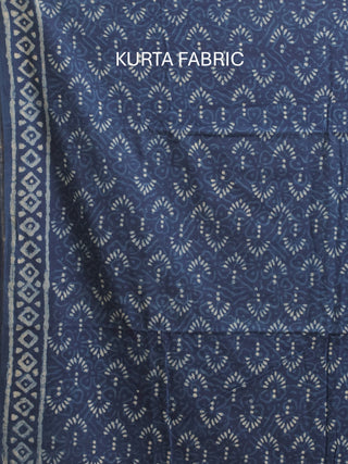 Indigo Blue Three-Piece Jaipur Cotton Dress Material With Dabu Print
