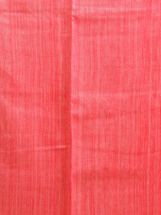 Coral Pink Ghicha Tussar Silk Kurta with Geometric Digital Print Dupatta And Katan Slub Lower