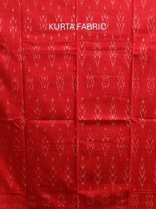 RED IKKAT COTTON KURTA SET WITH BLACK & WHITE ZIG-ZAG DUPATTA