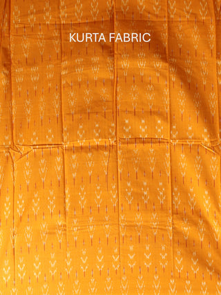 MUSTARD IKKAT COTTON KURTA SET WITH TRIANGLE PATTERN DUPATTA