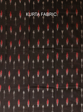 BLACK & RED IKKAT COTTON KURTA SET WITH CROSS MOTIF DUPATTA