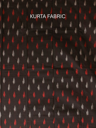 BLACK IKKAT COTTON KURTA SET WITH RED TRIANGLE MOTIF DUPATTA
