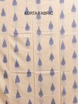OFF-WHITE & BLUE IKKAT COTTON KURTA SET WITH BEAUTIFULLY WOVEN IKKAT DUPATTA