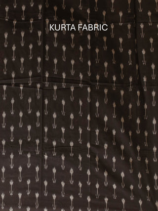 BLACK IKKAT COTTON KURTA SET WITH POLKA DOT DUPATTA