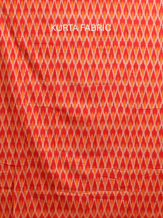 VERMILLION RED AND ORANGE IKKAT COTTON KURTA SET WITH ZIG-ZAG DUPATTA