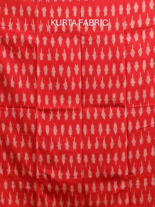 RED IKKAT COTTON KURTA SET WITH GREY IKKAT DUPATTA