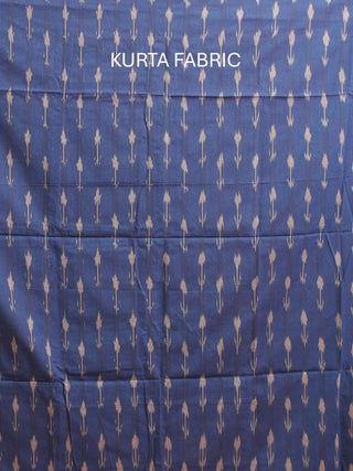 BLUE IKKAT COTTON KURTA SET WITH OFF-WHITE, RED AND BLUE DUPATTA