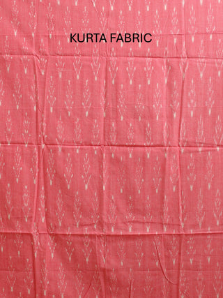 PINK IKKAT COTTON KURTA SET WITH PARROT GREEN DUPATTA