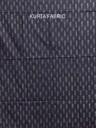 NAVY BLUE IKKAT COTTON KURTA SET WITH POLKA DOT DUPATTA