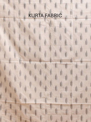 WHITE IKKAT COTTON KURTA SET WITH GREY DUPATTA