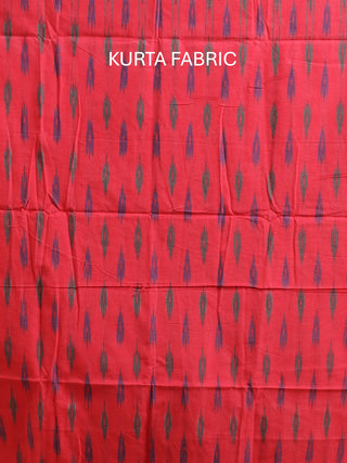 PINK IKKAT COTTON KURTA SET WITH MULTICOLOUR DUPATTA