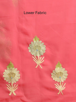 Rose Pink Aari Embroidered Kashmiri Georgette Suit with Ivory Florals