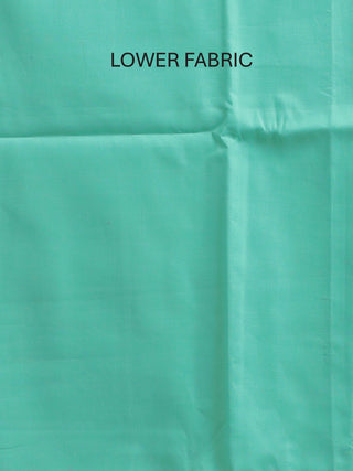 Sea Green Kota Cotton Dress Material with Pink Floral Embroidery