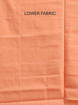 Coral Peach Kota Cotton Dress Material with Yellow Floral Embroidery