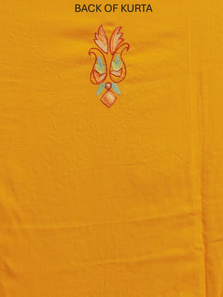 Mustard Rayon Kurta with Hand Aari Embroidery, Lemon Yellow Manipuri Innaphi & Pista Green Bottom