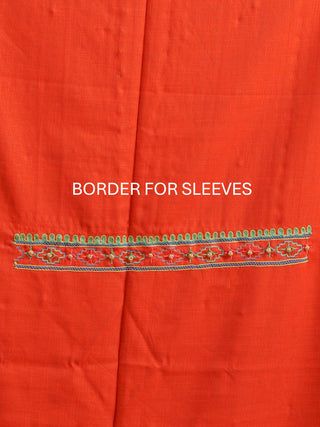 Rust Rayon Cotton Kurta with Hand Aari Work, Lemon Yellow Manipuri Innaphi & Lower