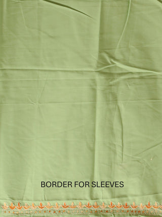 Pista Green Cotton Kurta with Hand Aari Embroidery, Peach Manipuri Innaphi & Lower