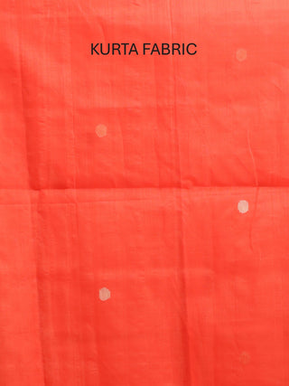 Carrot Colour Three-Piece Handwoven Resham Dress Material From Fulia With Multicolour Jamdani Weaves