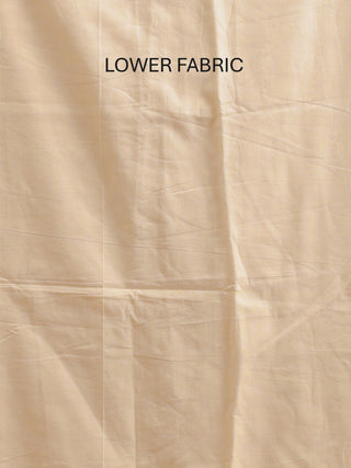 Beige Three-Piece Handwoven Resham Dress Material From Fulia With Multicolour Jamdani Weaves
