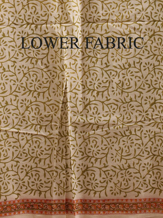 Yellow and White Floral Sanganeri Cotton Dress Material with Chiffon Dupatta