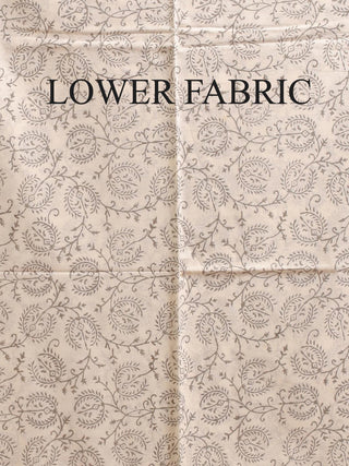 Beige, Grey and Brown Traditional Sanganeri Cotton Dress Material with Chiffon Dupatta