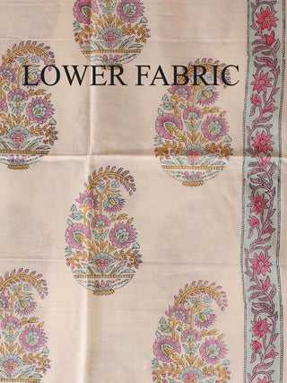 Baby Blue and Lilac Paisley Sanganeri Cotton Dress Material with Mul Cotton Dupatta
