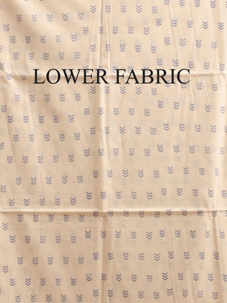 Ivory, Lavender, Peach and Grey-Blue Sanganeri Cotton Dress Material with Mul Cotton Dupatta
