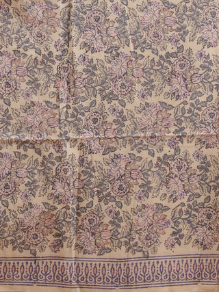 Ivory, Lavender, Peach and Grey-Blue Sanganeri Cotton Dress Material with Mul Cotton Dupatta