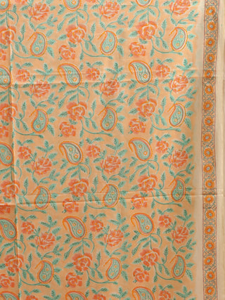 Peach Base Kurta with Aqua Paisley Print