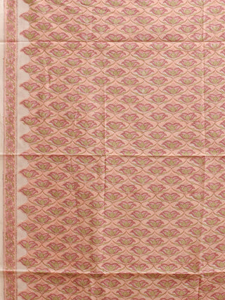Dusty Rose Pink Kurta with Lotus Motif Print and Classic Floral Kota Dupatta