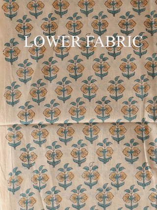 Off-White Kurta with Floral Mughal-Inspired Print and Off-White with Beige-Teal Print Kota Doria Dupatta
