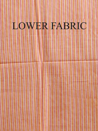Peach Base Floral Kurta with Kota Doria Dupatta and Striped Bottom
