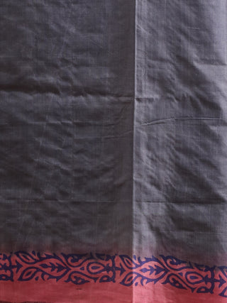 Pink and Grey Pure Tussar Silk Handblock Printed Dress Material Set
