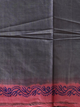 Pink and Grey Pure Tussar Silk Handblock Printed Dress Material Set