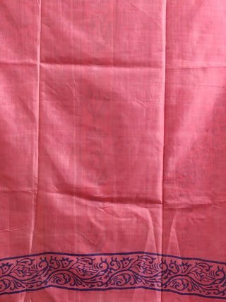 Pink and Grey Pure Tussar Silk Handblock Printed Dress Material Set
