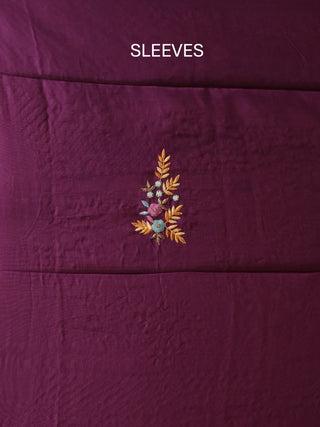 Deep Purple Muslin Kurta with Hand Zardozi Work, Light Purple Malai Cotton Bottom & Aari-Embroidered Dupatta