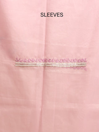 Light Mauve Organza Kurta with Hand Zardozi Work, Matching Chiffon Dupatta & Malai Cotton Lower