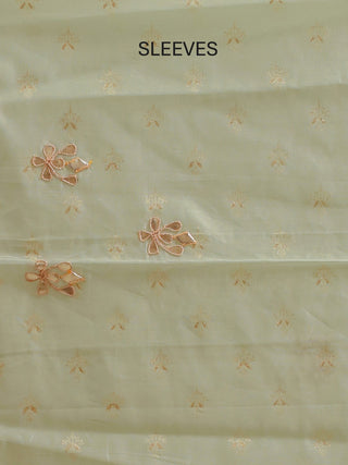Mint Green Chanderi Silk Kurta with Subtle Embroidery, Santoon Bottom & Rani Pink Bandhani Dupatta