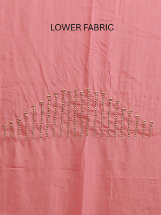 Pink Crepe Silk Kurta with Aari Work, Yellow Bottom & Chiffon Dupatta