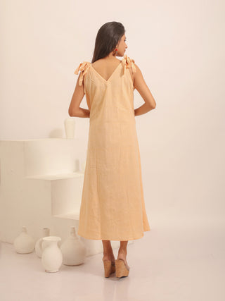 Sandal Andhra Handloom Cotton Dress with Hand-Painted Floral Vines