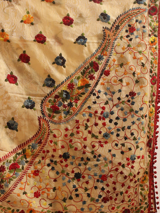 Ivory Chanderi Dupatta with Mughal-Inspired Butis and Jaal Embroidery