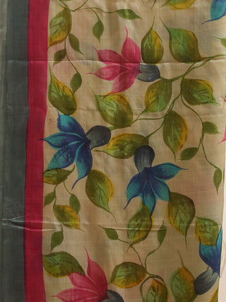 Iris Bloom Hand-Painted Pure Silk Dupatta
