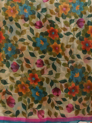 Carnival Garden Hand-Painted Pure Silk Dupatta