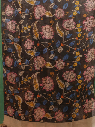 Night Bloom Kalamkari Bangalore Silk Dupatta