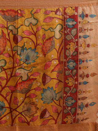 Yellow Garden Kalamkari Dupatta