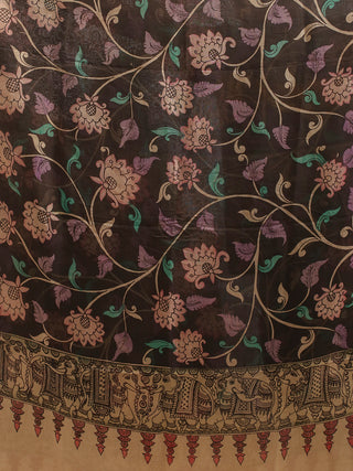 Noir Garden Kalamkari Dupatta with Elephant Pallu